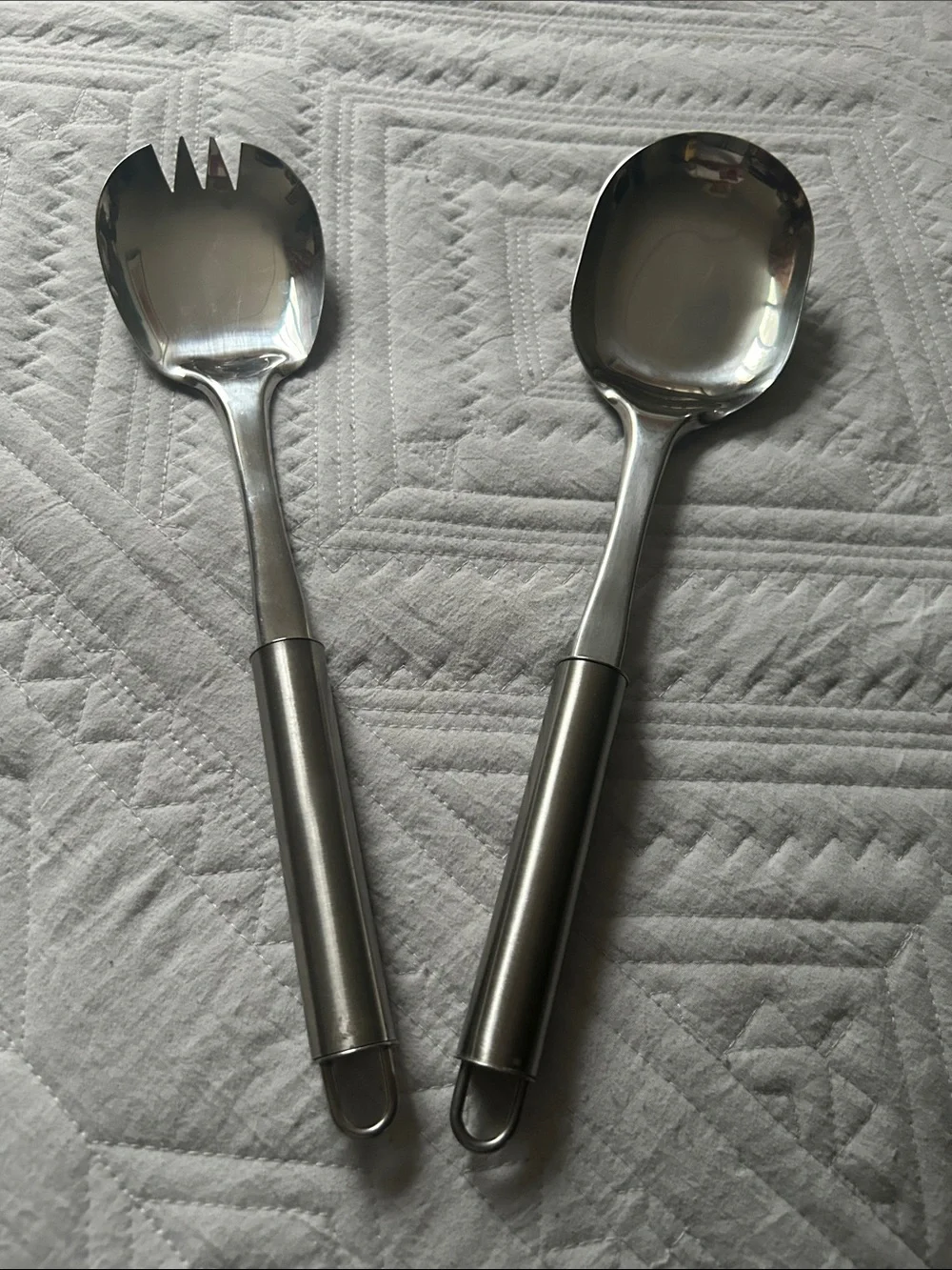 Vintage Dansko 18/8 Stainless Steel Satin Salad 2 Serving Glossy Spoon Set: